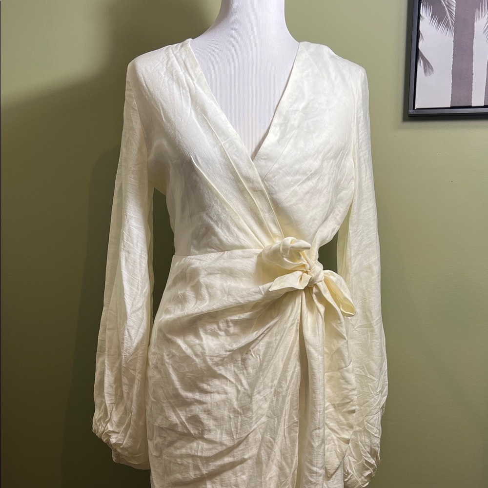 NWT Cream Wrap Dress - Picture 2 of 5